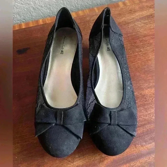 - American Eagle Black Slide On Pumps Size 5 - Picture 8 of 9